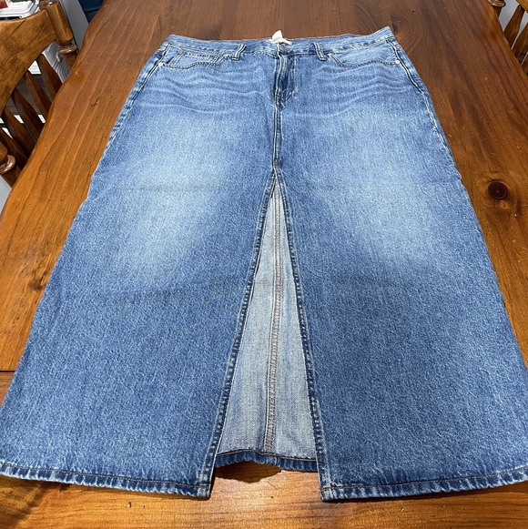 Madewell Womens 100% Cotton Classic Blue Denim Jean Mid-Rise Maxi Skirt Size 31 - Picture 4 of 6